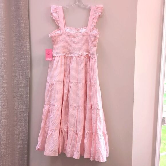 Ruffle Butts Smocked Flutter Strap Midi Nap Dress in Pink Gingham Sz L NWT - Picture 4 of 6